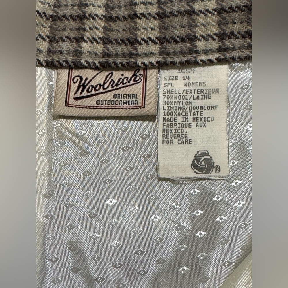 Woolrich Women 14 Brown Wool Blend Plaid Tapered High Rise Lined Pockets Pants - Picture 3 of 13